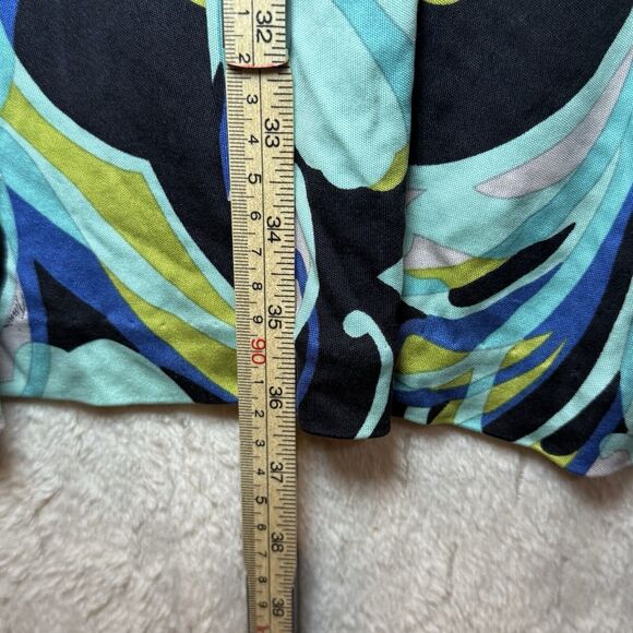 Trina Turk Green Multicolor‎ Print V-Neck A-Line Silk Dress Racerback - Size 2 - Picture 5 of 7